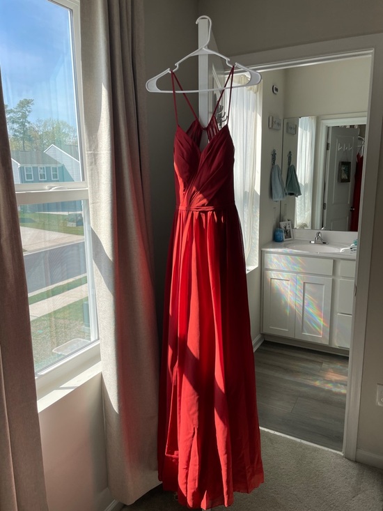 Azazie Dresses & Skirts - Azazie Red Maxi Dress with Spaghetti Straps
